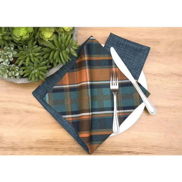 NWT Target Thanksgiving Holiday Troy Plaid Cotton Napkins 2 Sets Of 6 (12 total) - Picture 4 of 10